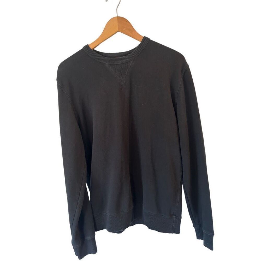 Next Black Luxury Solid Black Crewneck Cotton Sweater Men's Size L Classic